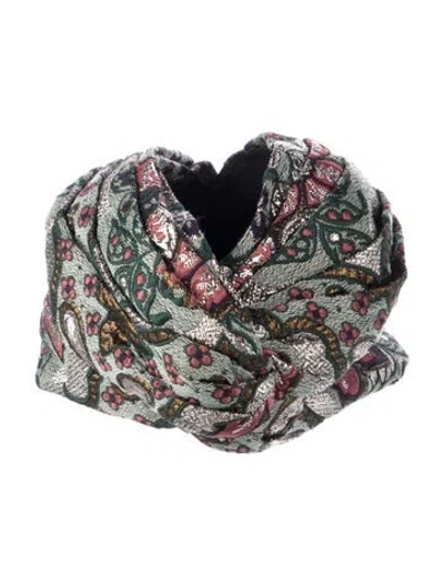 Pre-owned Gucci Pleated Turban Headband In Green/metallic