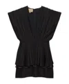 Gucci Pleated Wool Mini Dress In Black