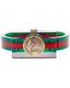 Gucci Plexi Web Green Red 143 Skeleton Dial Rectangular Frame Watch In Pink