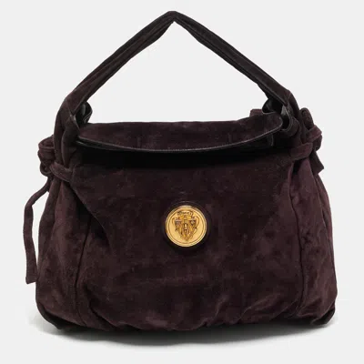 Pre-owned Gucci Plum Suede Hysteria Shoulder Bag In Purple