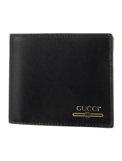 Pre-owned Gucci Plutone Interlocking G Logo Bifold Wallet In Black