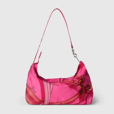 Gucci Pochette Imprimée Petit Format Avec Dragonne In Rose