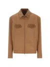 Gucci Blazer Camel Patterned Collar Buttoned Flap Pockets In Brown