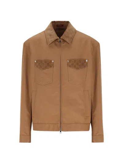 GUCCI POCKET-DETAILS COTTON JACKET