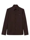 Gucci Polyester Twill Shirt With Horsebit In Brown