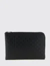 Gucci Leather Gg Emblem Clutch Rectangular Shape In Black