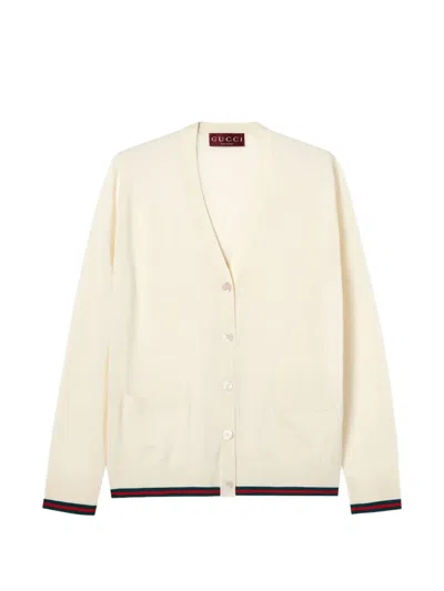 Gucci Pocket V-neck Cardigan In Neutral