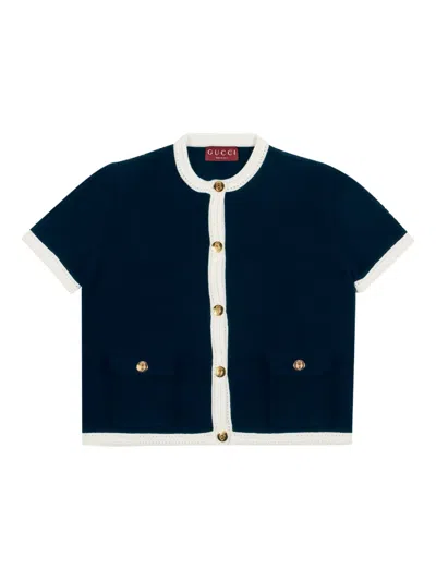 Gucci Pocketed Buttoned Cardigan In Blue