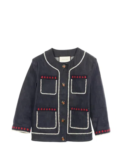Pre-owned Gucci Pockets Denim Jacket In Blue