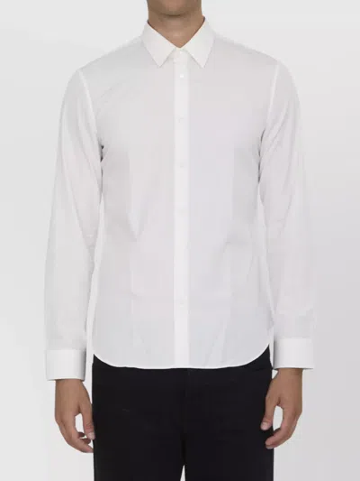 Gucci Pointed Collar Cotton Poplin Shirt With Cuffed Sleeves In White