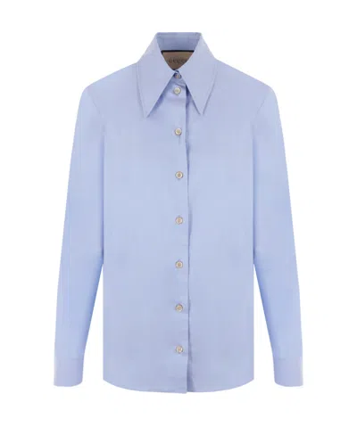 Gucci Pointed-collar Long-sleeve Shirt In Blue