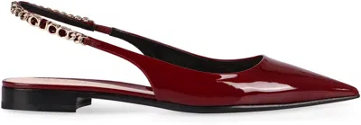 Gucci Signoria Patent Leather Pointy-toe Ballet Flats In Red