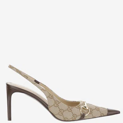 Gucci Pointed-toe Leather Slingback Pump In Neutral