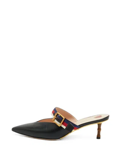 Pre-owned Gucci Pointed-toe Mules In Black