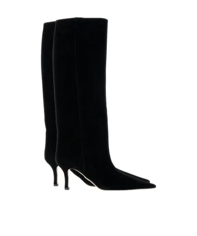 Gucci Suede Pointed-toe Boots In Black