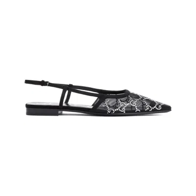 Gucci Pointy-toe Slingback Ballet Flats In Black