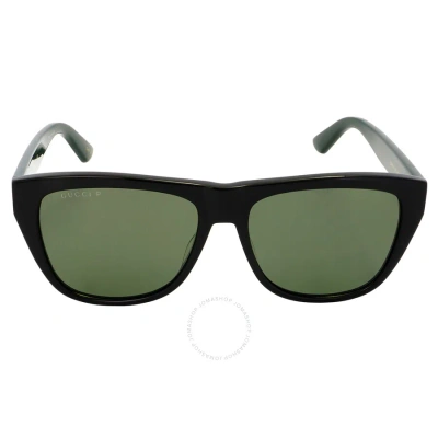 Gucci Polarized Green Square Men's Sunglasses Gg0926s 006 57 In Black / Green