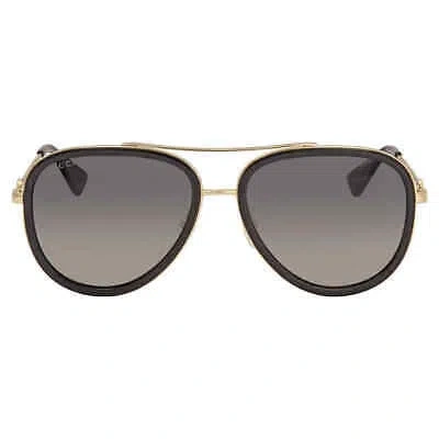 Pre-owned Gucci Polarized Grey Gradient Pilot Ladies Sunglasses Gg0062s 011 57 In Gray