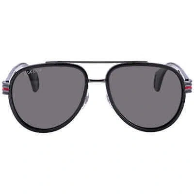 Pre-owned Gucci Polarized Grey Pilot Men's Sunglasses Gg0447s 001 58 Gg0447s 001 58 In Gray