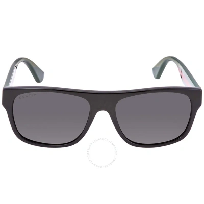 Gucci Open Box -  Polarized Grey Rectangular Men's Sunglasses Gg0341s 002 56 In Black / Grey