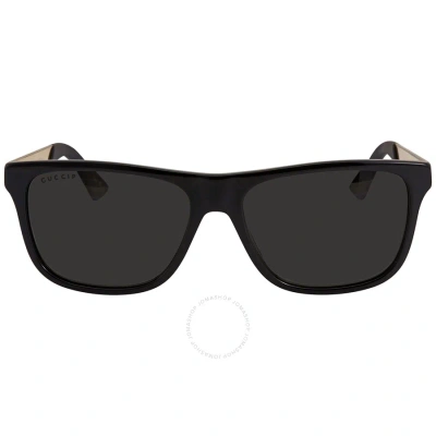 Gucci Polarized Grey Rectangular Men's Sunglasses Gg0687s 002 57 In Black / Grey