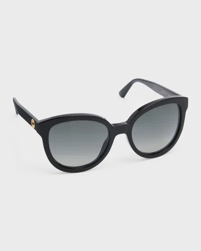 Gucci Polarized Round Acetate Sunglasses In Black
