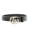 Gucci Polished Leather Belt With Iconic Double G Buckle In Black