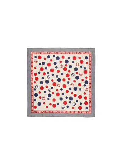 Gucci Polka-dot Silk Scarf In White