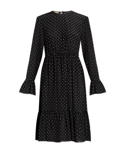 Gucci Silk Polka-dot Mini Dress For Women In Black