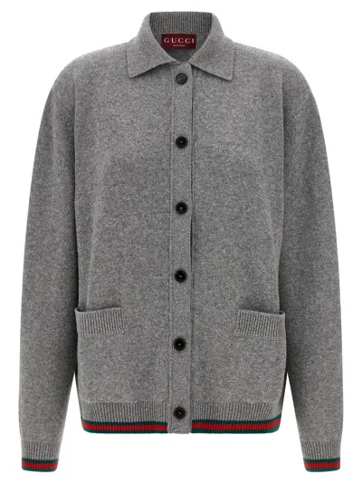 Gucci Polo Cardigan In Gray