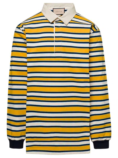 Gucci Cotton Polo Shirt With Striped Motif In Multi