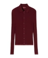 Gucci Polo En Cachemire Fin Et Soie Avec Bande Web In Burgundy