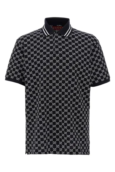 Gucci Men Gg Jacquard Cotton Piquet Polo In Multi