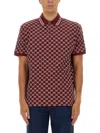 Gucci Men Red Polo Shirt With Striped Classic Collar In Gg Jacquard Cotton Man In Burgundy