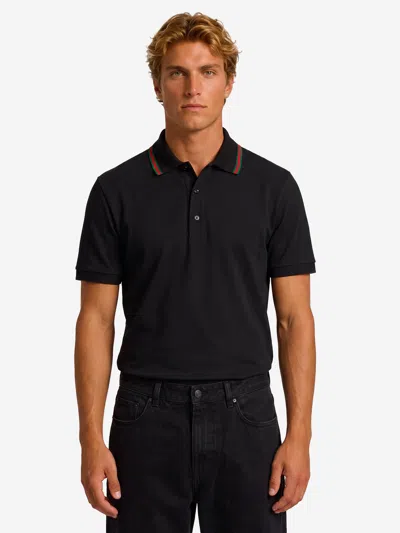 Gucci Polo In Jersey Di Cotone Piqu In Black