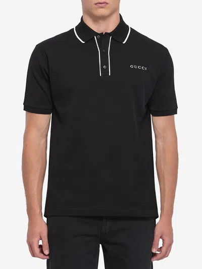Gucci Polo In Piquet In Black