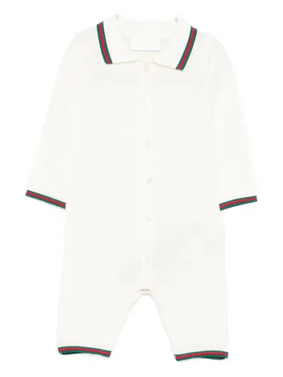 Gucci Babies' Polo-neck Jumpsuit In White