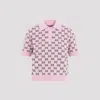 Gucci Wool Jacquard Polo Top With Gg Shadow In Pink Bordeaux Mc