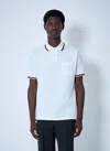 Gucci Web Stripe Cotton-blend Pique Polo Shirt In White