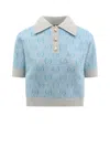 Gucci Gg Wool Jacquard Polo In Blue