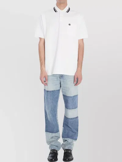 Gucci Polo Shirt Cotton Chest Pocket In Blue