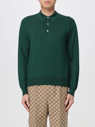 Gucci Wool Polo Shirt With Embroidery In Green