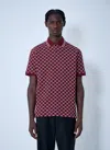 Gucci Men Red Polo Shirt With Striped Classic Collar In Gg Jacquard Cotton Man In Burgundy