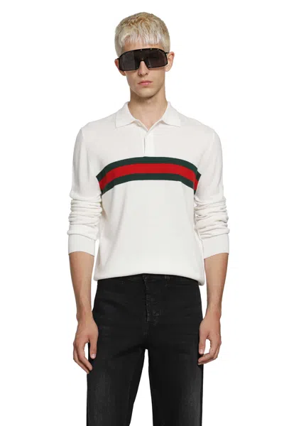 Gucci Polo Shirt With Web In White
