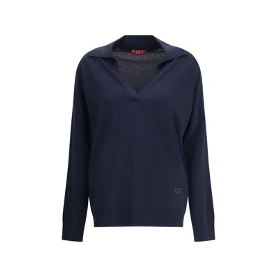 Gucci Women Polo Sweater In Brown