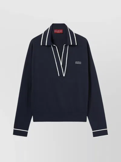 GUCCI POLO TOP INTARSIA CONTRAST TRIM