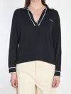 Gucci Striped Intarsia-knit Silk And Cotton-blend Sweater In Blue