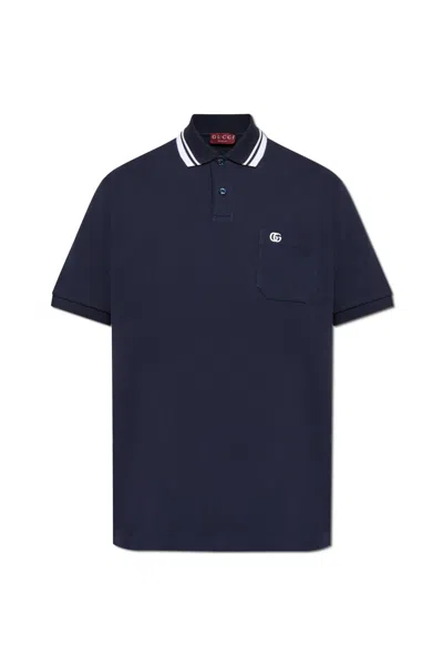 Gucci Polo With Logo In Blue