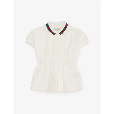 Gucci Kids' Polo-collar Frilled Jersey Dress 9-36 Months Sunlight/mix In Neutral