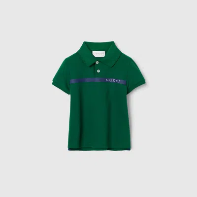 Gucci Babies' Poloshirt Aus Baumwoll-piqué In Green